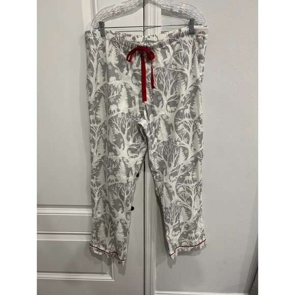 Gilligan & OMalley NWT White Gray Cotton Pajama Set Red Piping Sz XXL - Picture 8 of 15